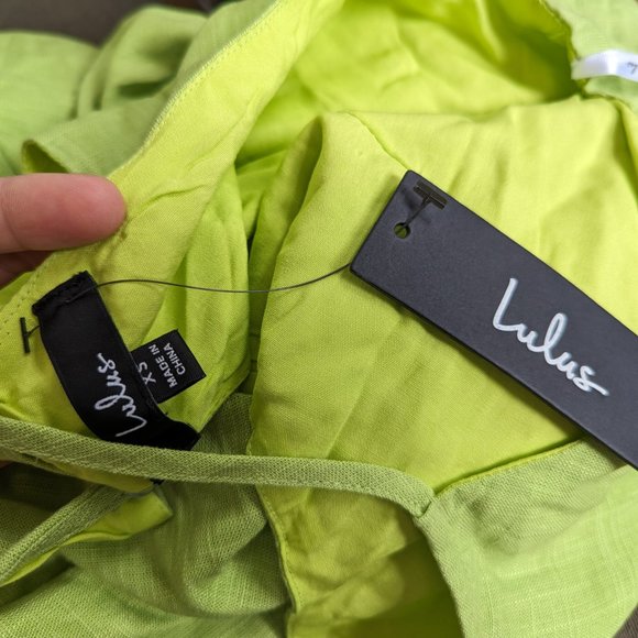 LULUS Lime Green Faux-Wrap Ruffled Midi Dress - Picture 5 of 6